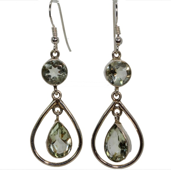 Round and Pear Shaped Prasiolite Danglers - Picture 2 of 2